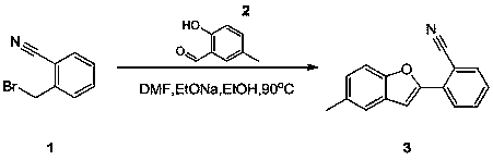 Synthesis method of 2-(5-methylbenzofuran-2-yl)benzonitrile