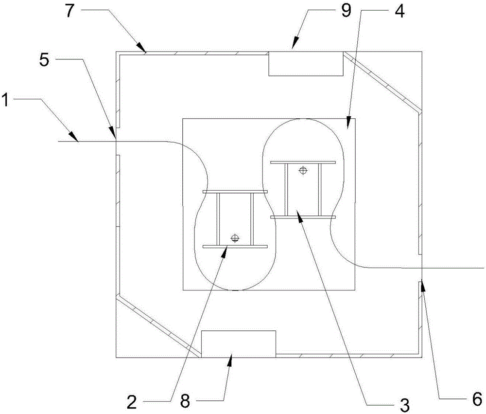 Double-disc-type symmetric exhaust electrostatic spraying chamber