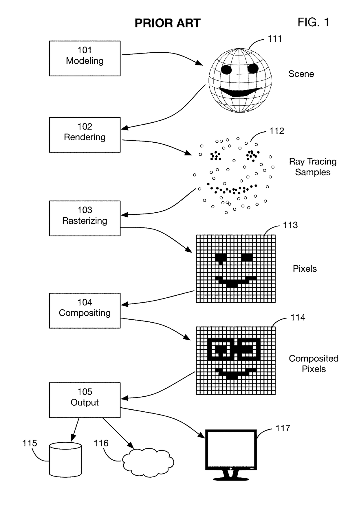 Method of modifying ray tracing samples after rendering and before rasterizing