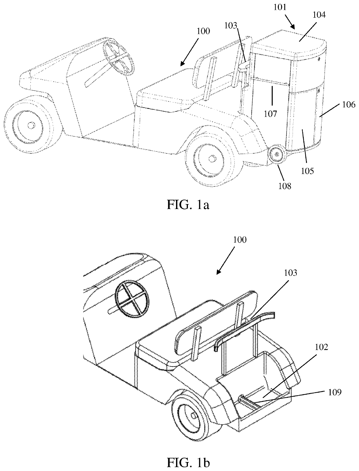 Attachment system for removable storage module for golf cart