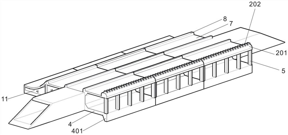 Landscape barrage giving consideration to passage and construction method