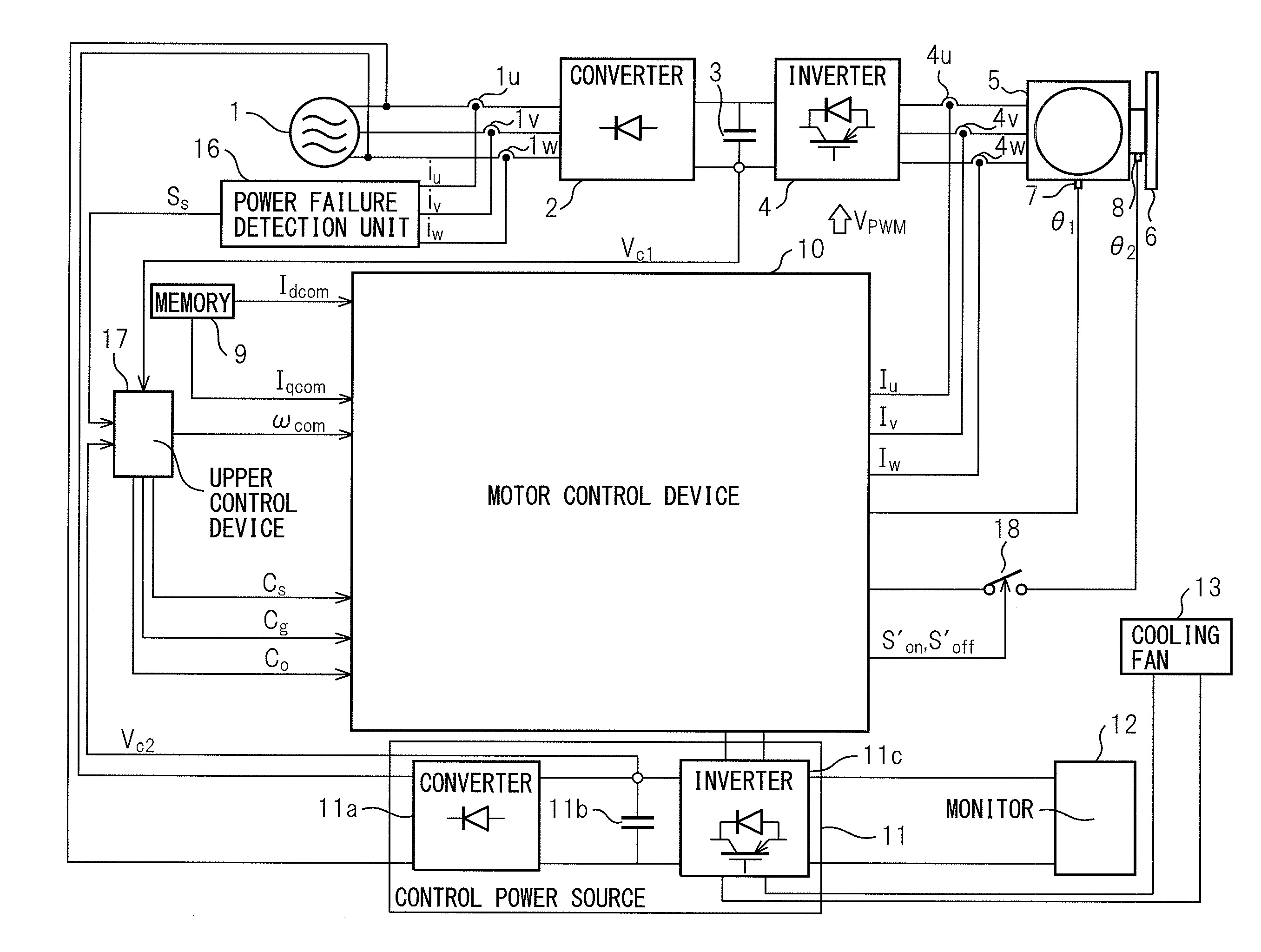 Motor control device that decreases power consumed by control power ...