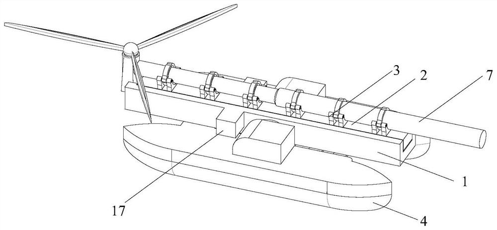 An integrated installation ship for horizontal towing of offshore wind turbines