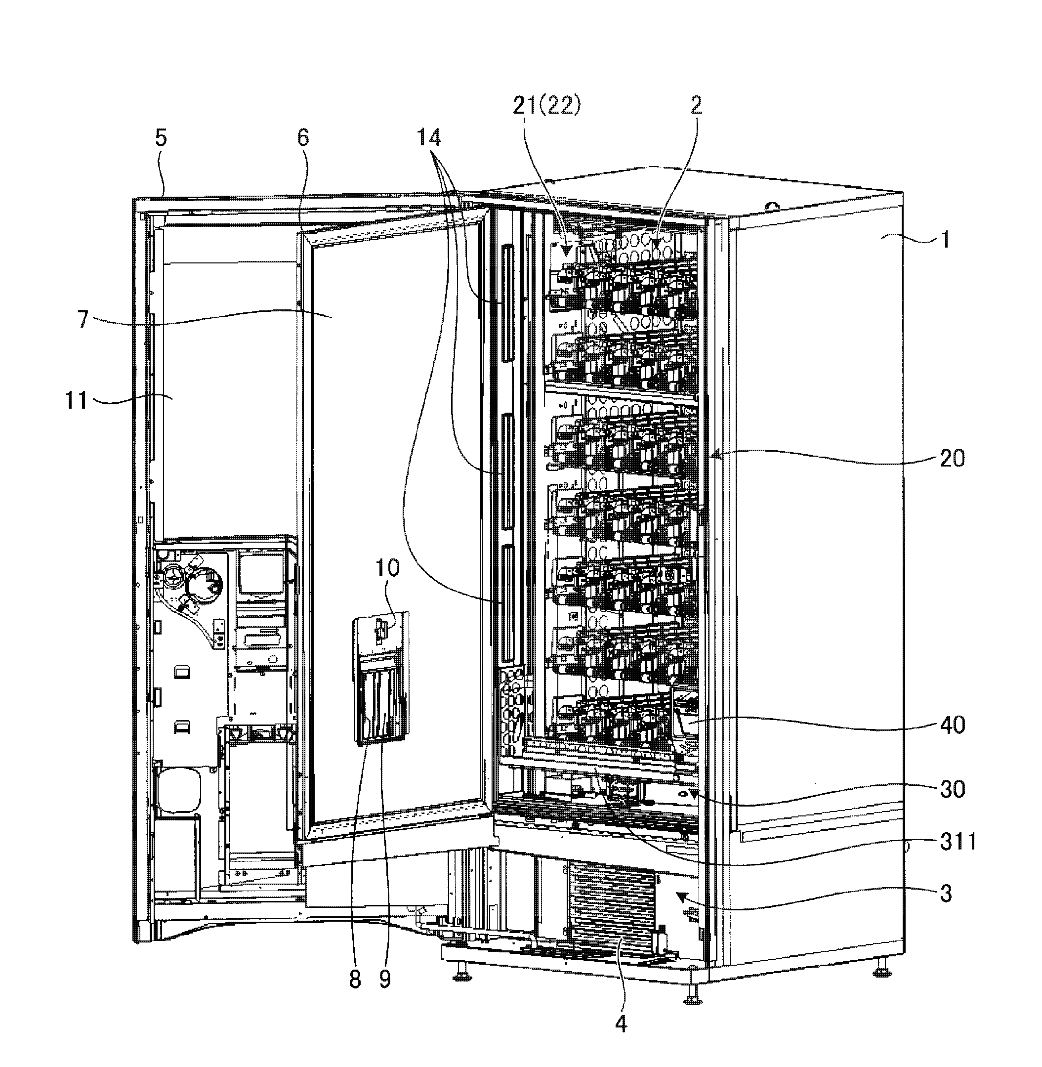 Product stowing device for automatic vending machine