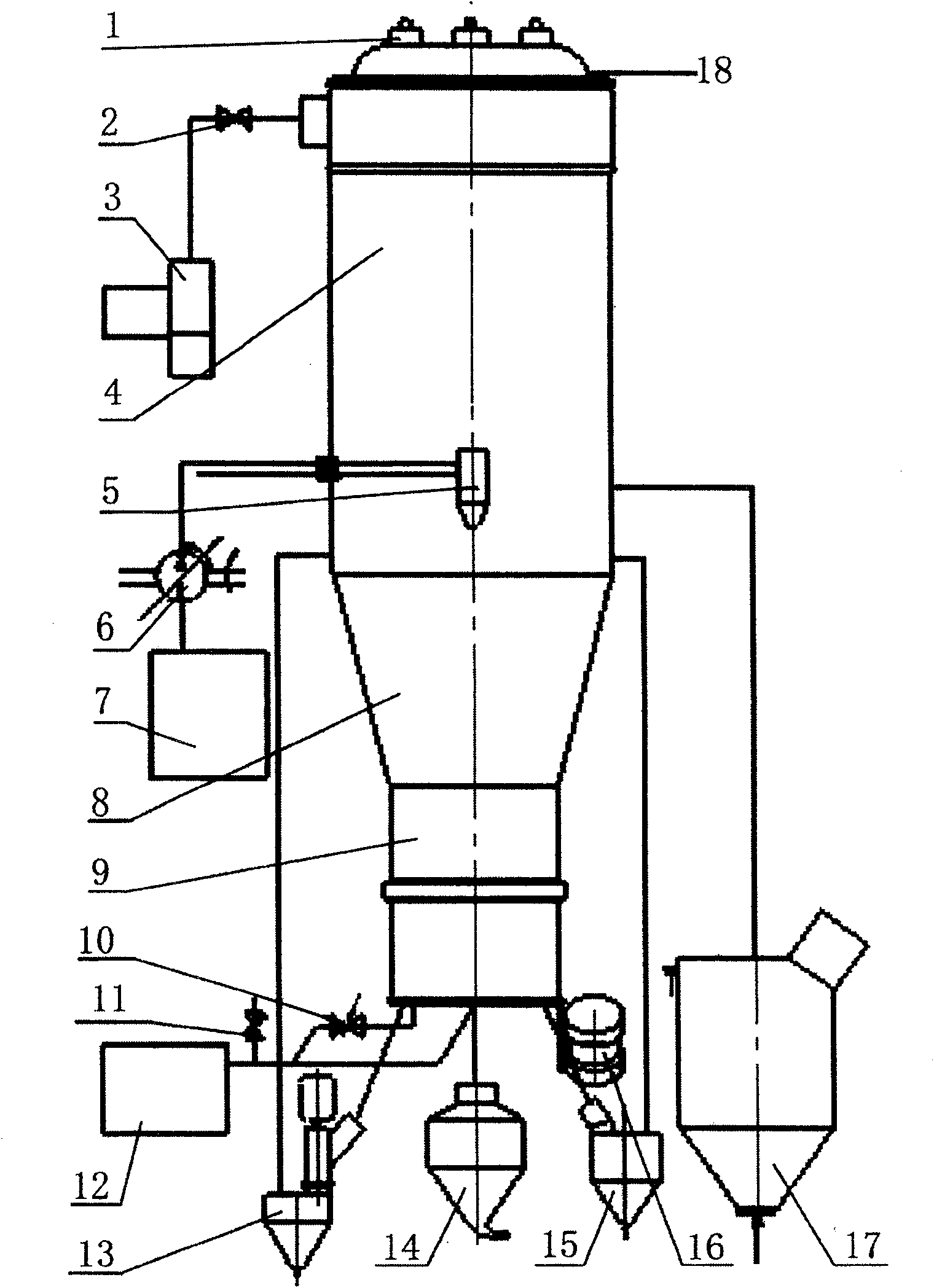 Continuous granulator and granulating method by gravity method