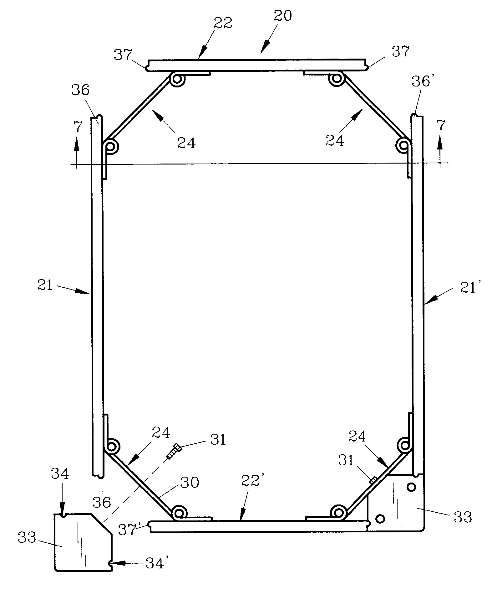 Collapsible frame for furniture