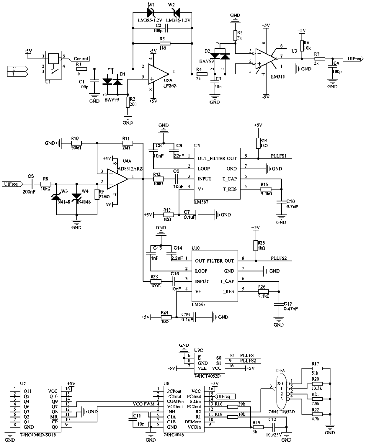 Phase-locked loop automatic matching selection circuit for power meter