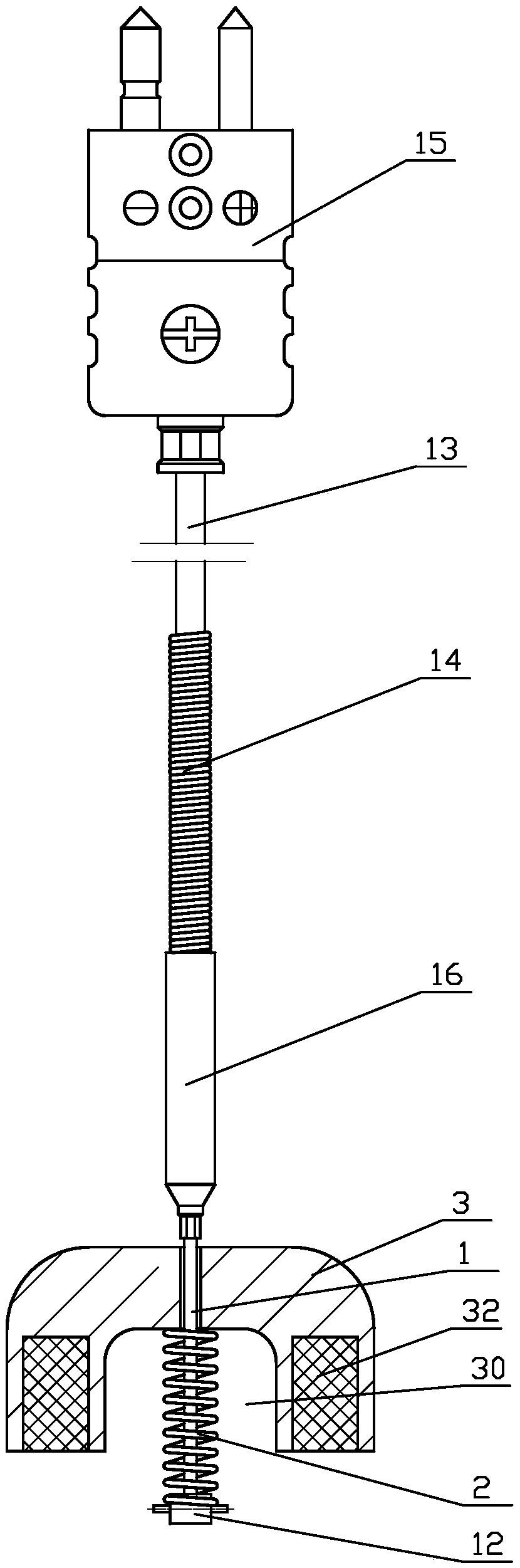 Temperature measuring device for bottom surface of tin bath of floating glass manufacturing line