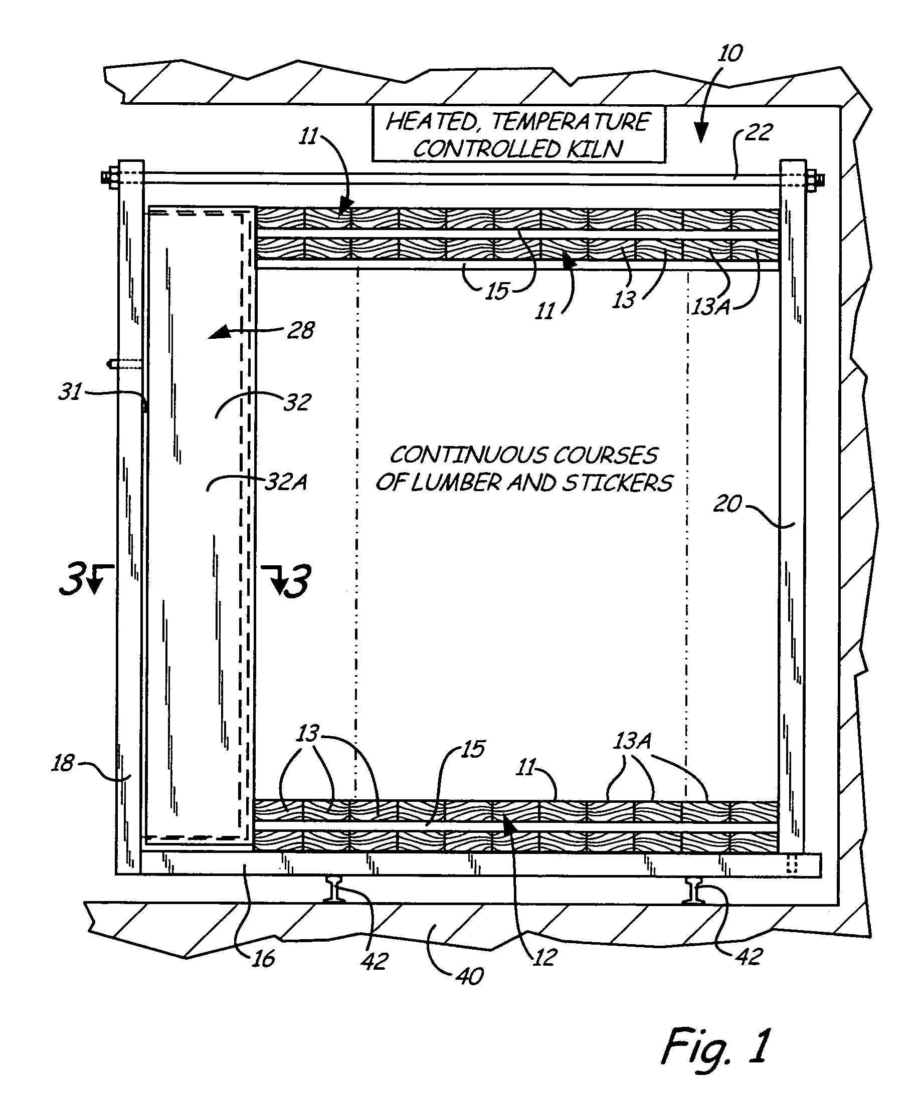 Restraining device for reducing warp in lumber during drying