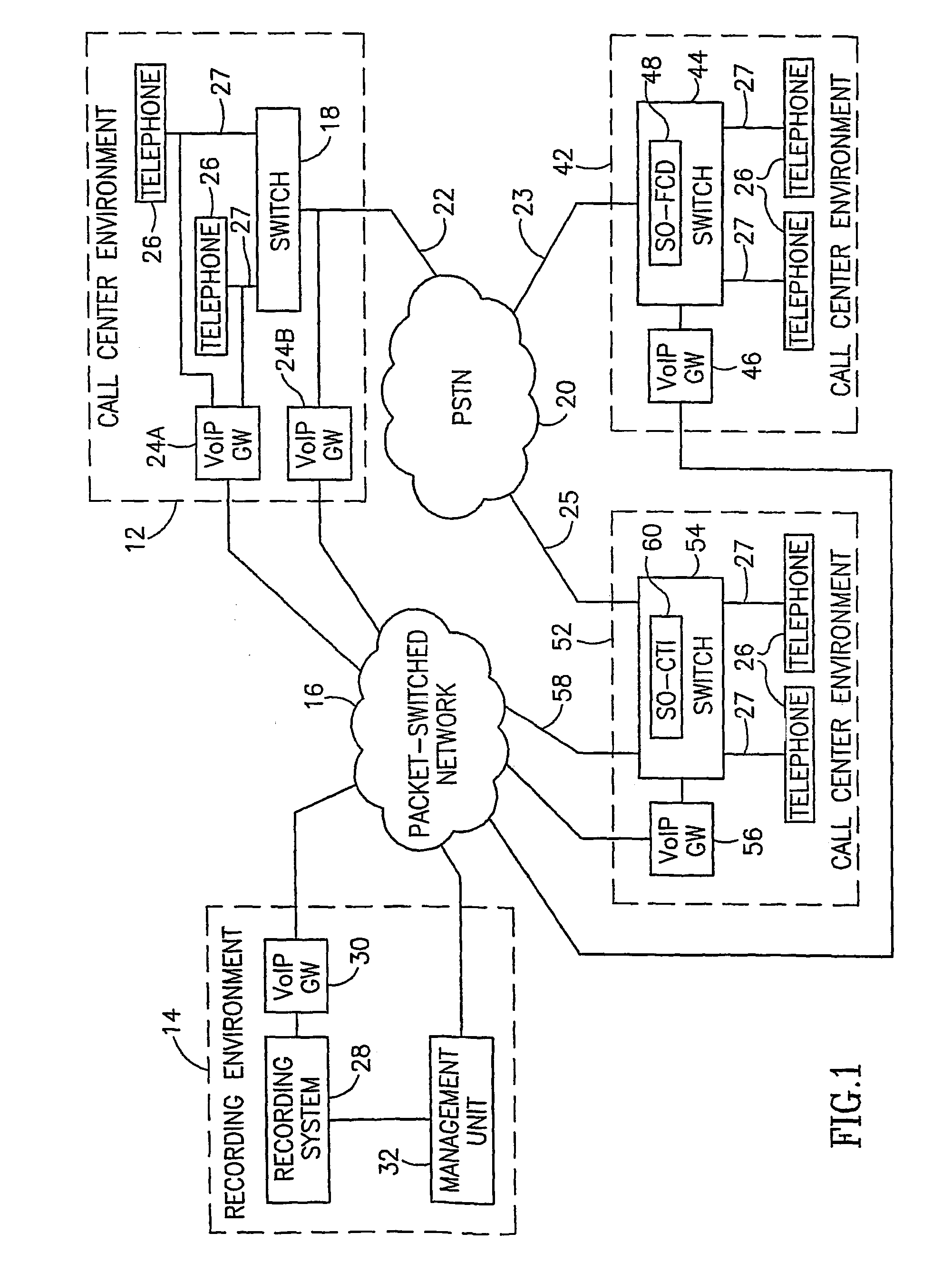 Method and system for monitoring and recording voice from circuit-switched via a packet-switched network
