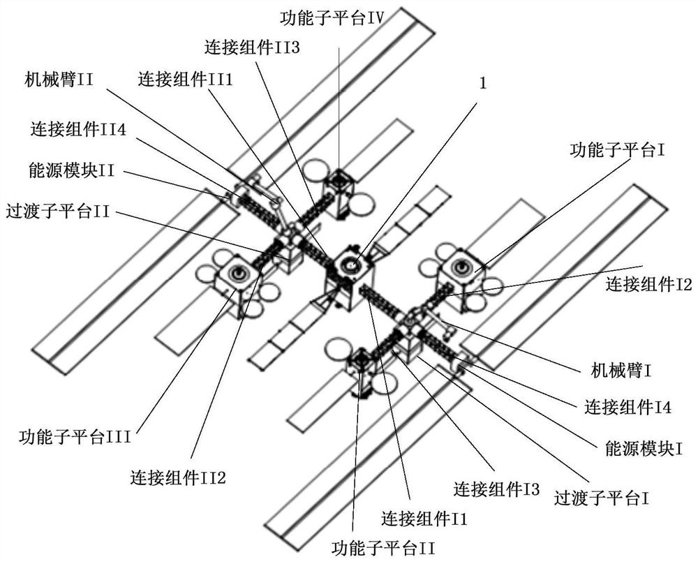 Geostationary orbit ultra-large assembleable satellite platform configuration and on-orbit assembly method