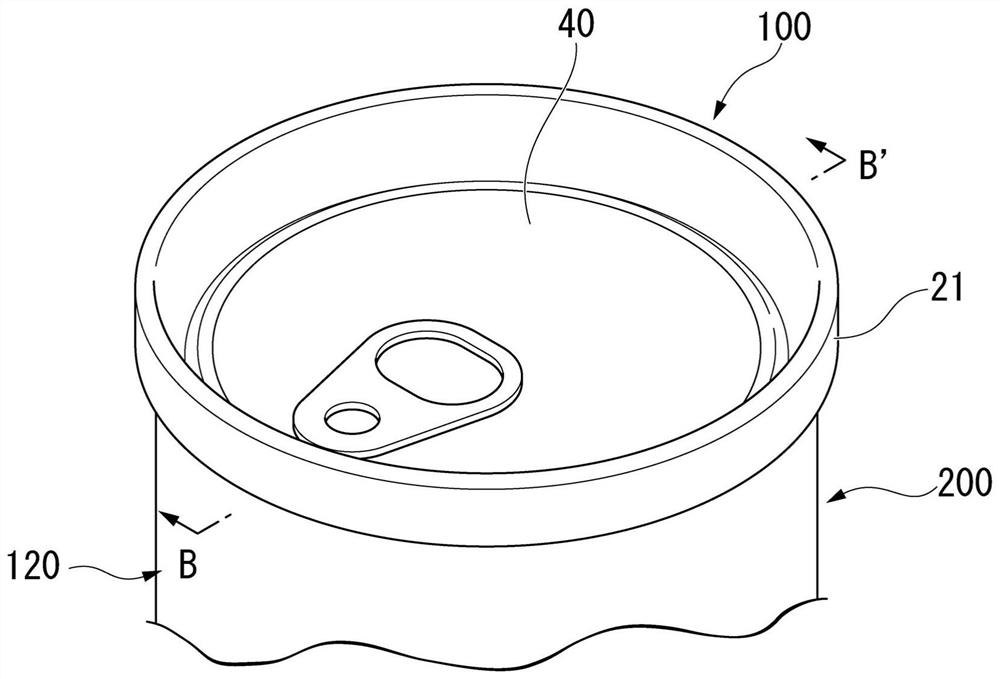 Can lid for resin metal composite containers, which is formed of resin laminated steel sheet, can bottom for resin metal composite containers, which is formed of resin laminated steel sheet, and resin metal composite container