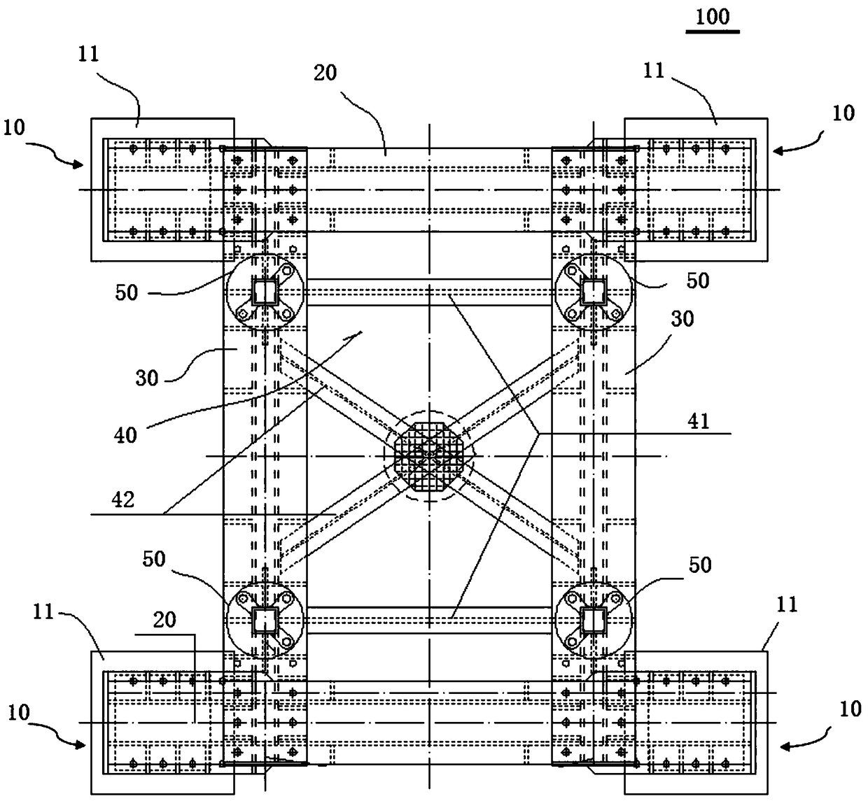 Assembled steel-structure tower crane foundation and construction method