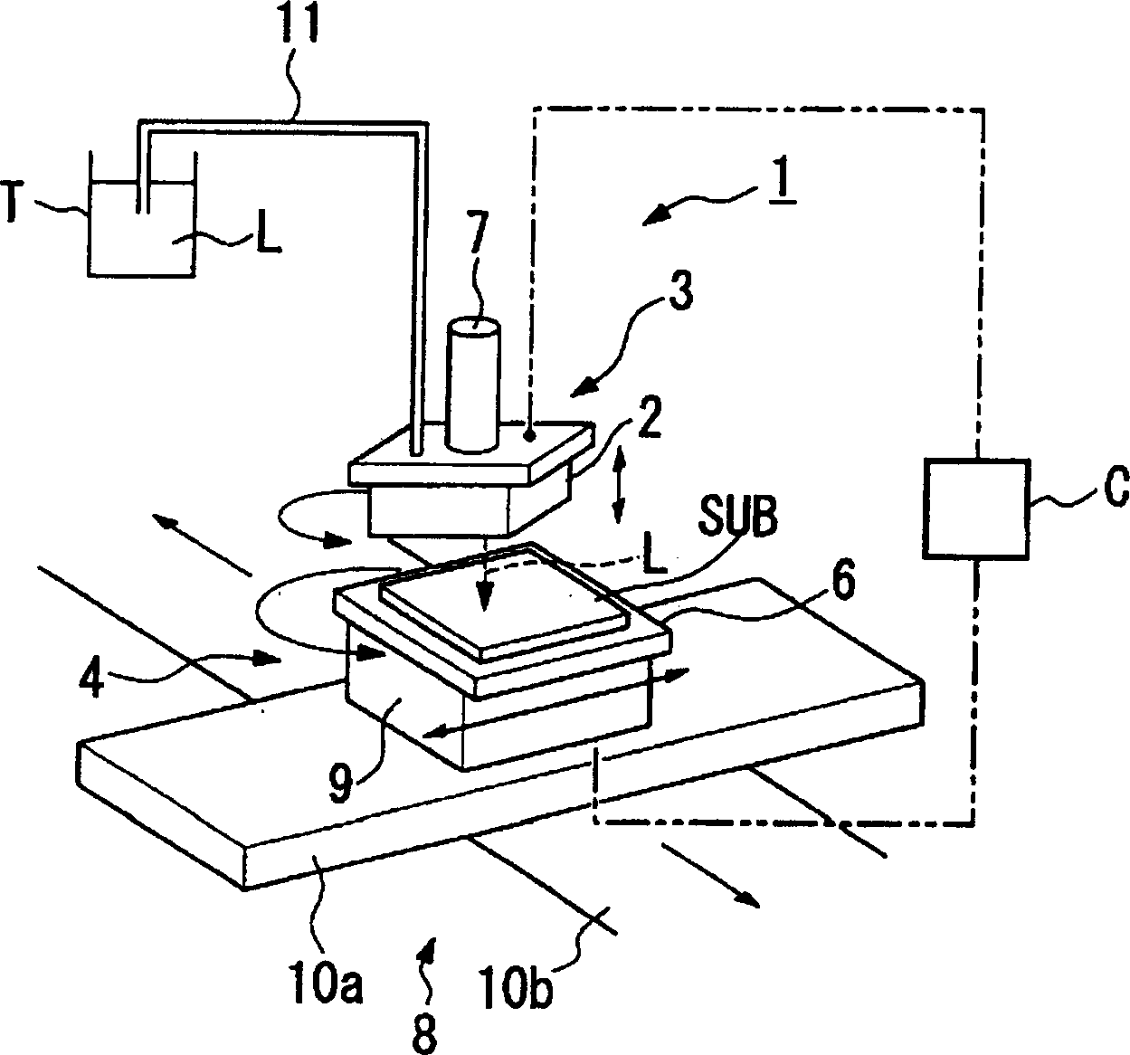 Film forming device and method, producing device and method for liquid-crystal device