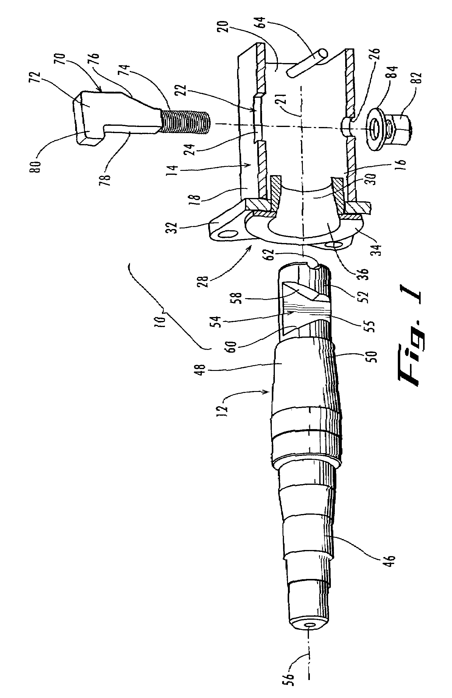 Axle with removable spindle and cam key