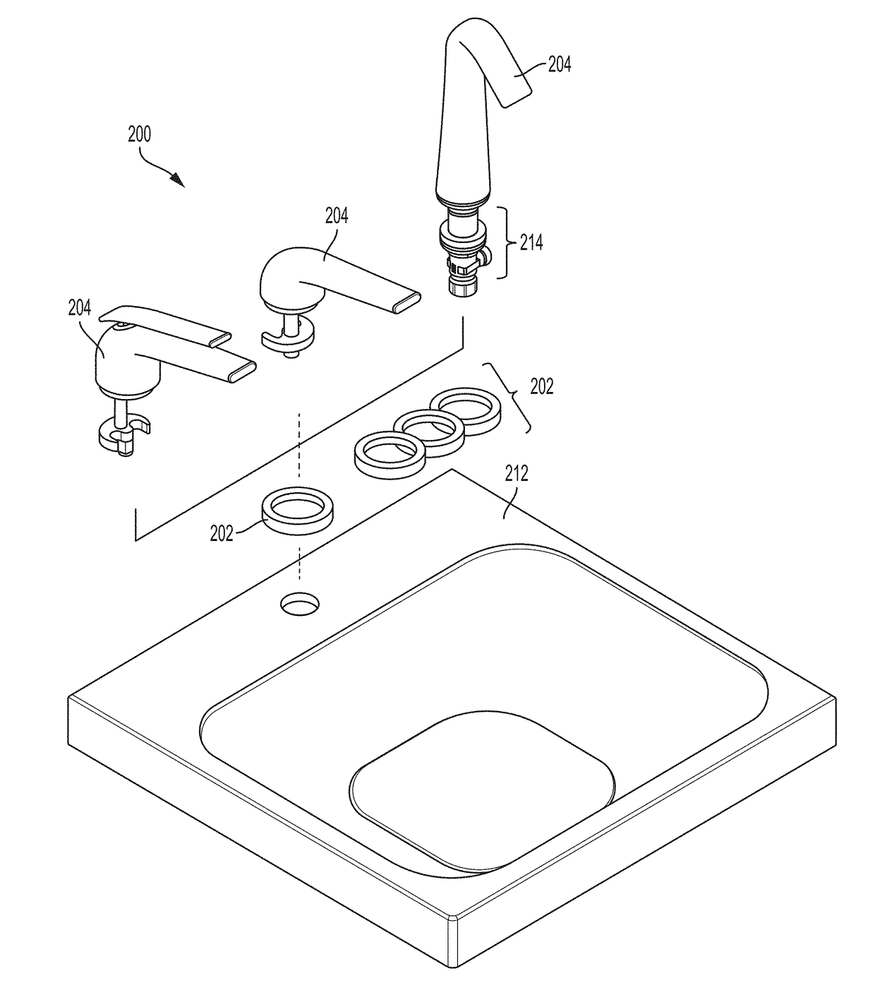 Interchangeable annular devices for plumbing fixture assemblies