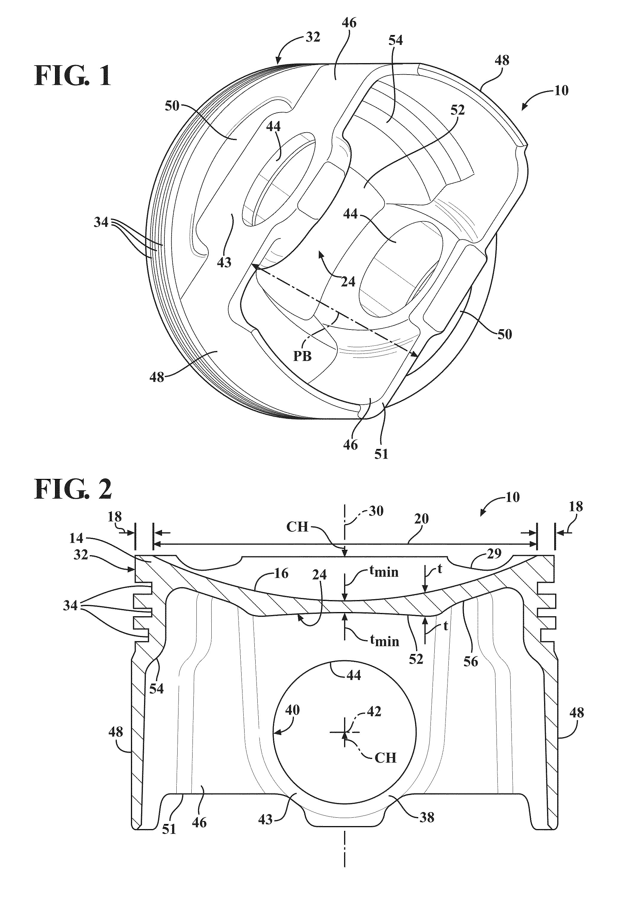 Monolithic, galleryless piston and method of construction thereof