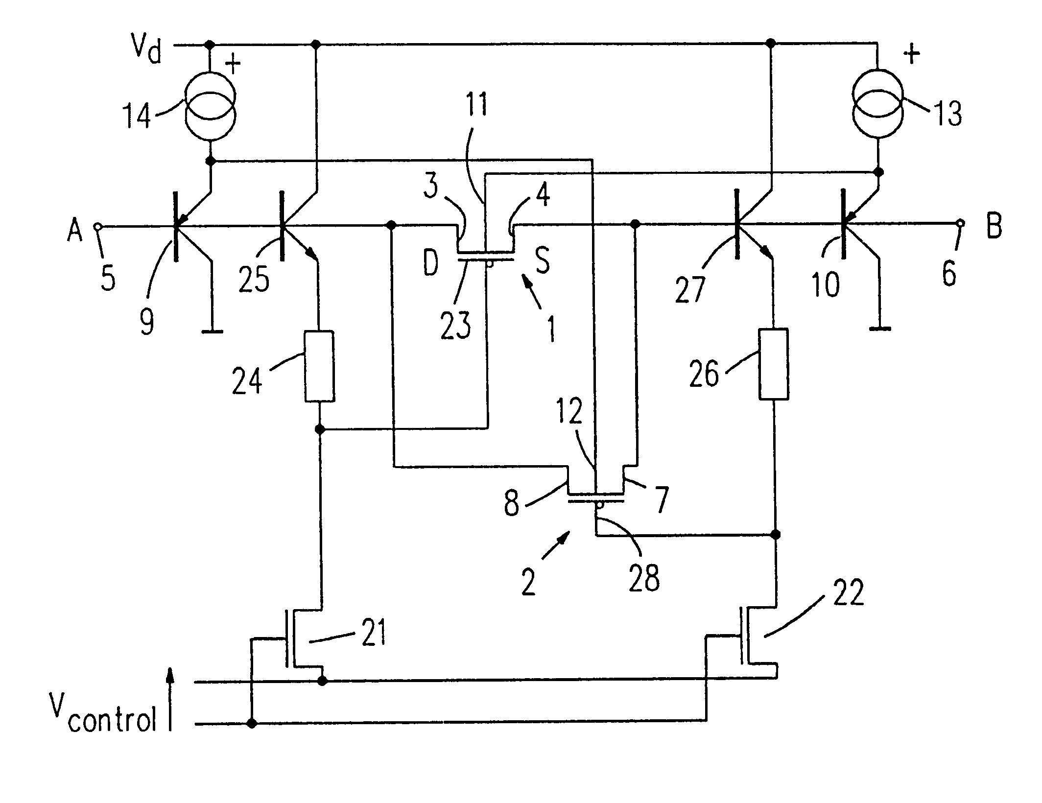 Electronic circuit with bulk biasing for providing accurate electronically controlled resistance