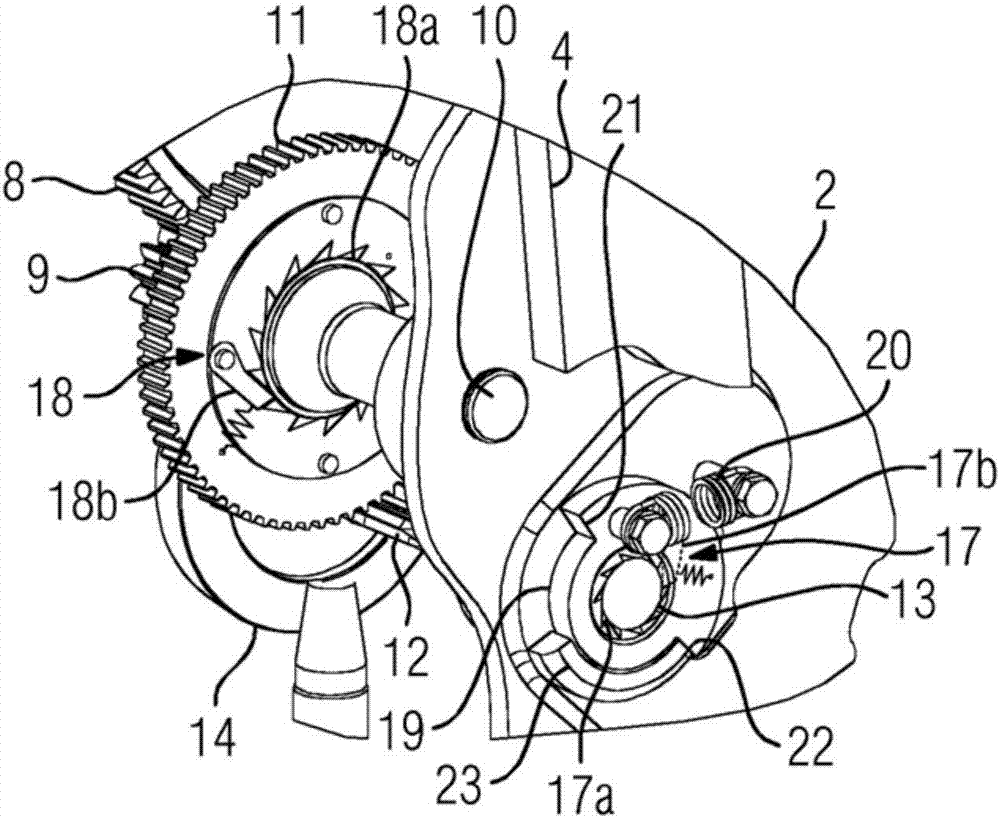 Device comprising a transmission assembly having an override clutch with a freewheeling member