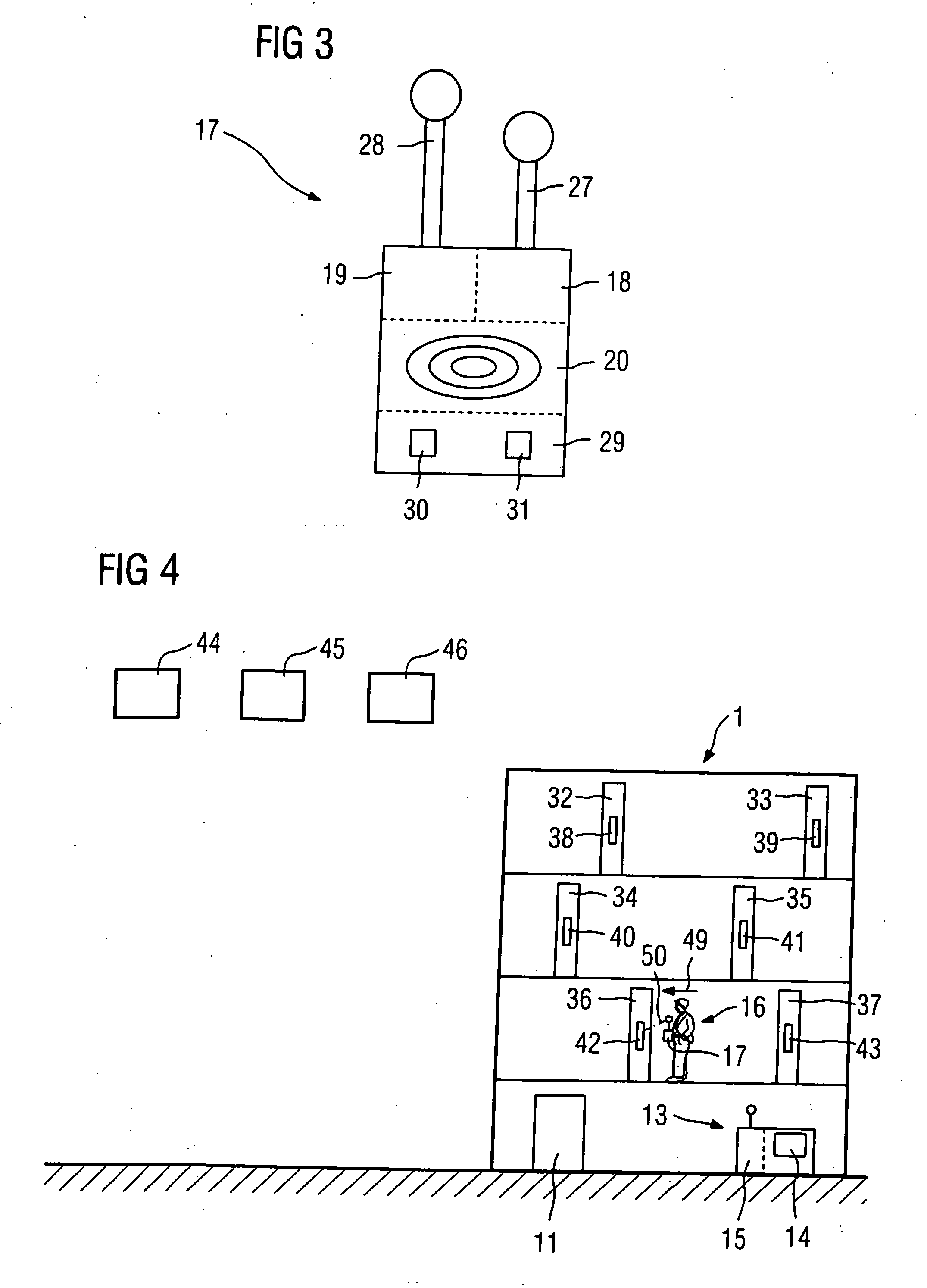Medical system for radio-based remote monitoring of the location of a patient