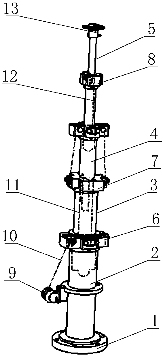 Rope-driven telescopic rod