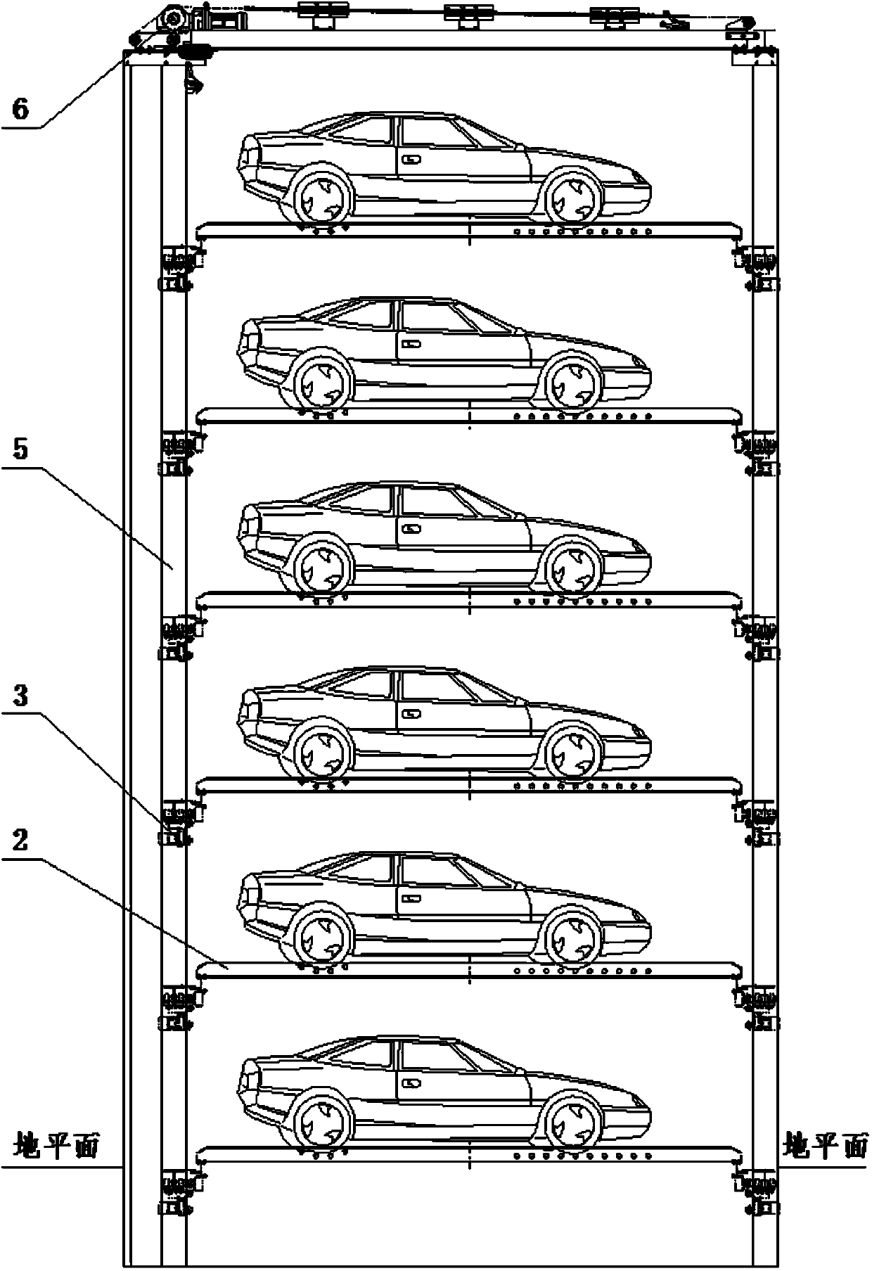 Multilayer vertical lift comb-tooth type solid parking equipment and vehicle storing and taking method