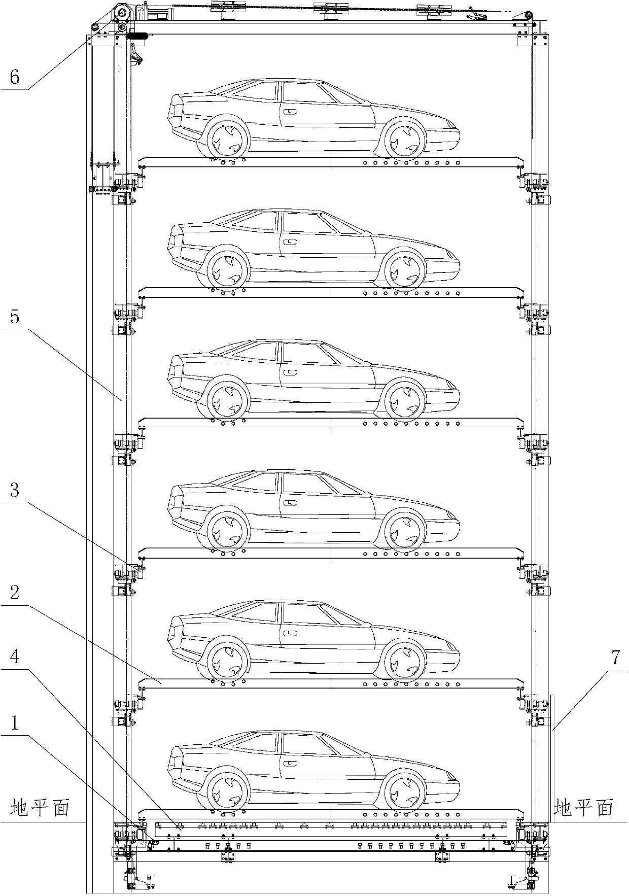 Multilayer vertical lift comb-tooth type solid parking equipment and vehicle storing and taking method