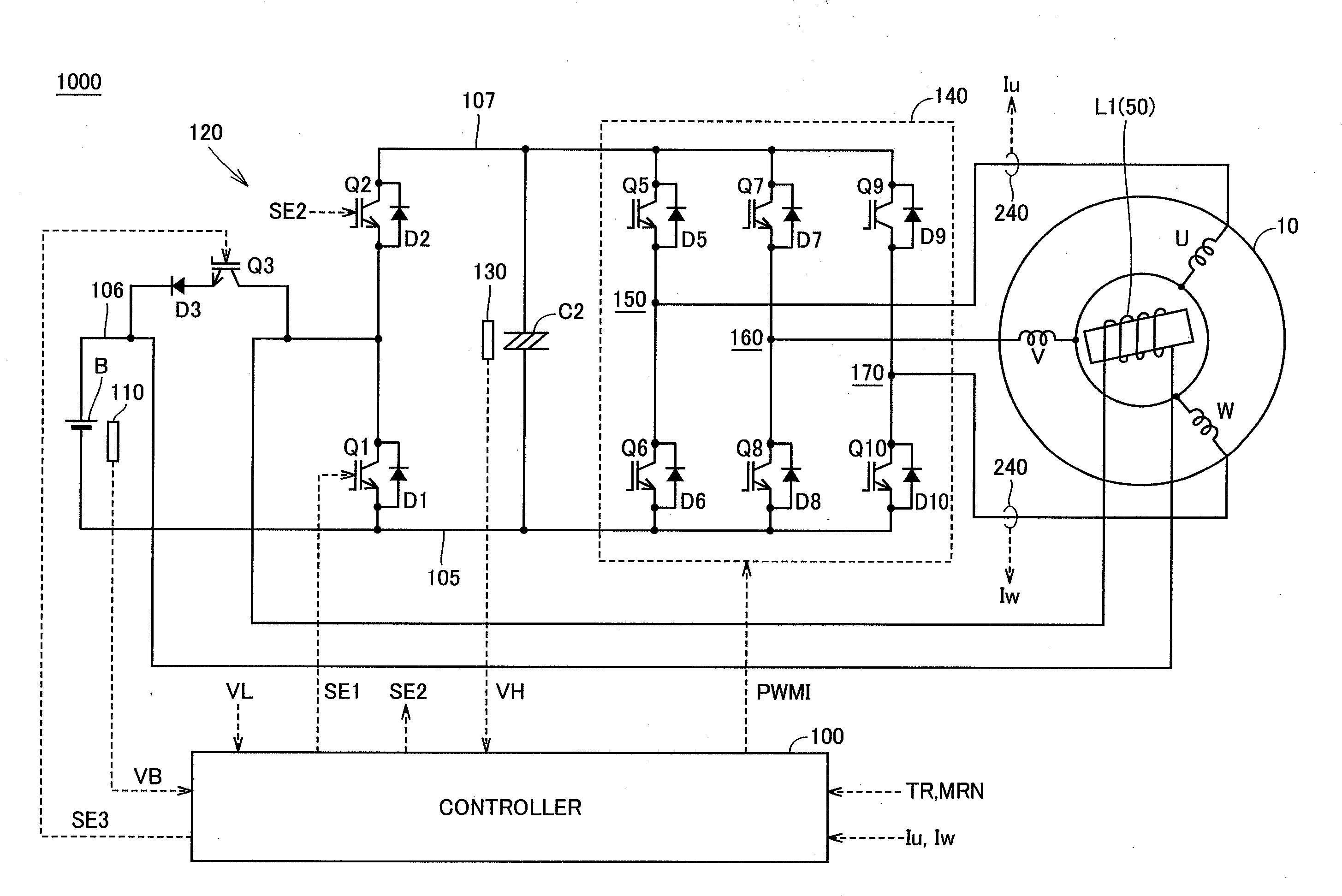 Drive device of electric motor