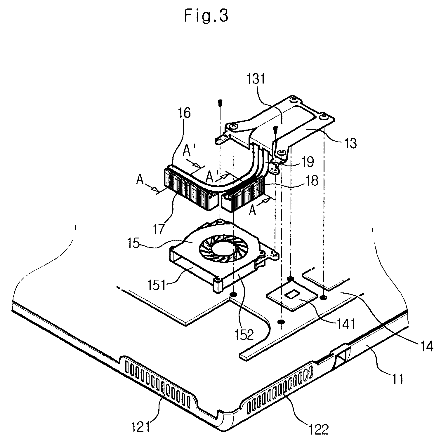 Cooler of notebook personal computer and fabrication method thereof