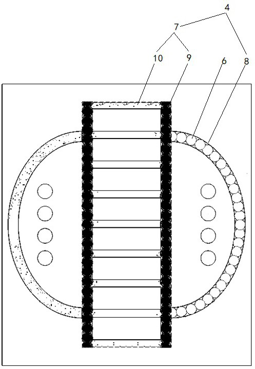 Underpass tunnel structure for preventing lateral deformation of overpass pile foundation and construction method