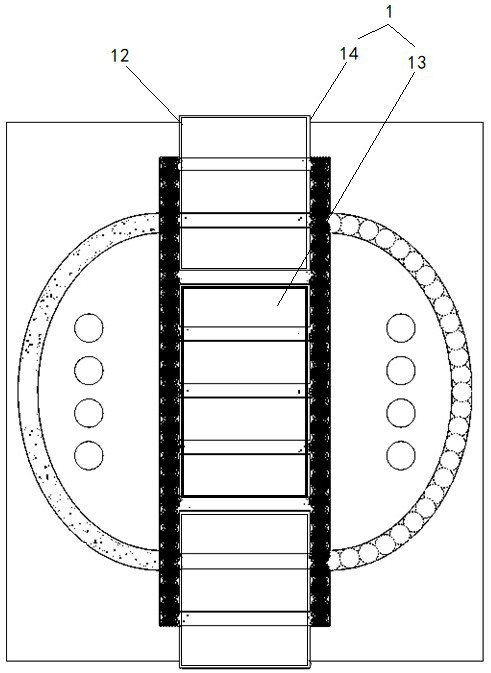 Underpass tunnel structure for preventing lateral deformation of overpass pile foundation and construction method