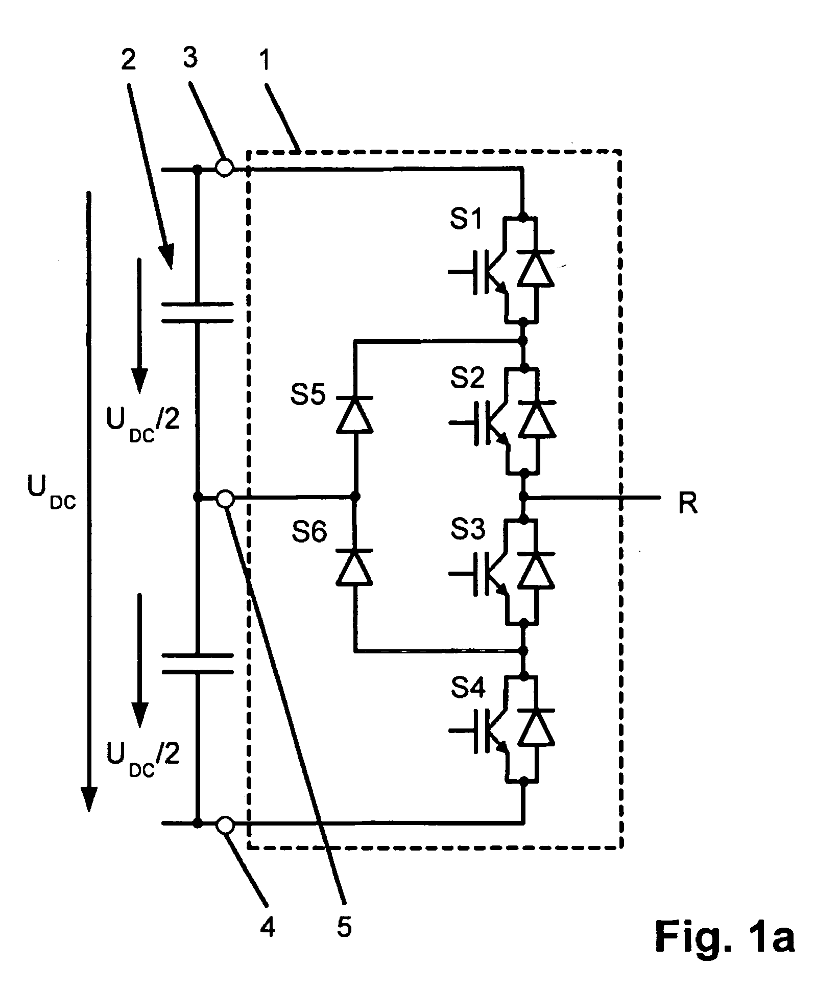 Method for fault handling in a converter circuit for wiring of three voltage levels