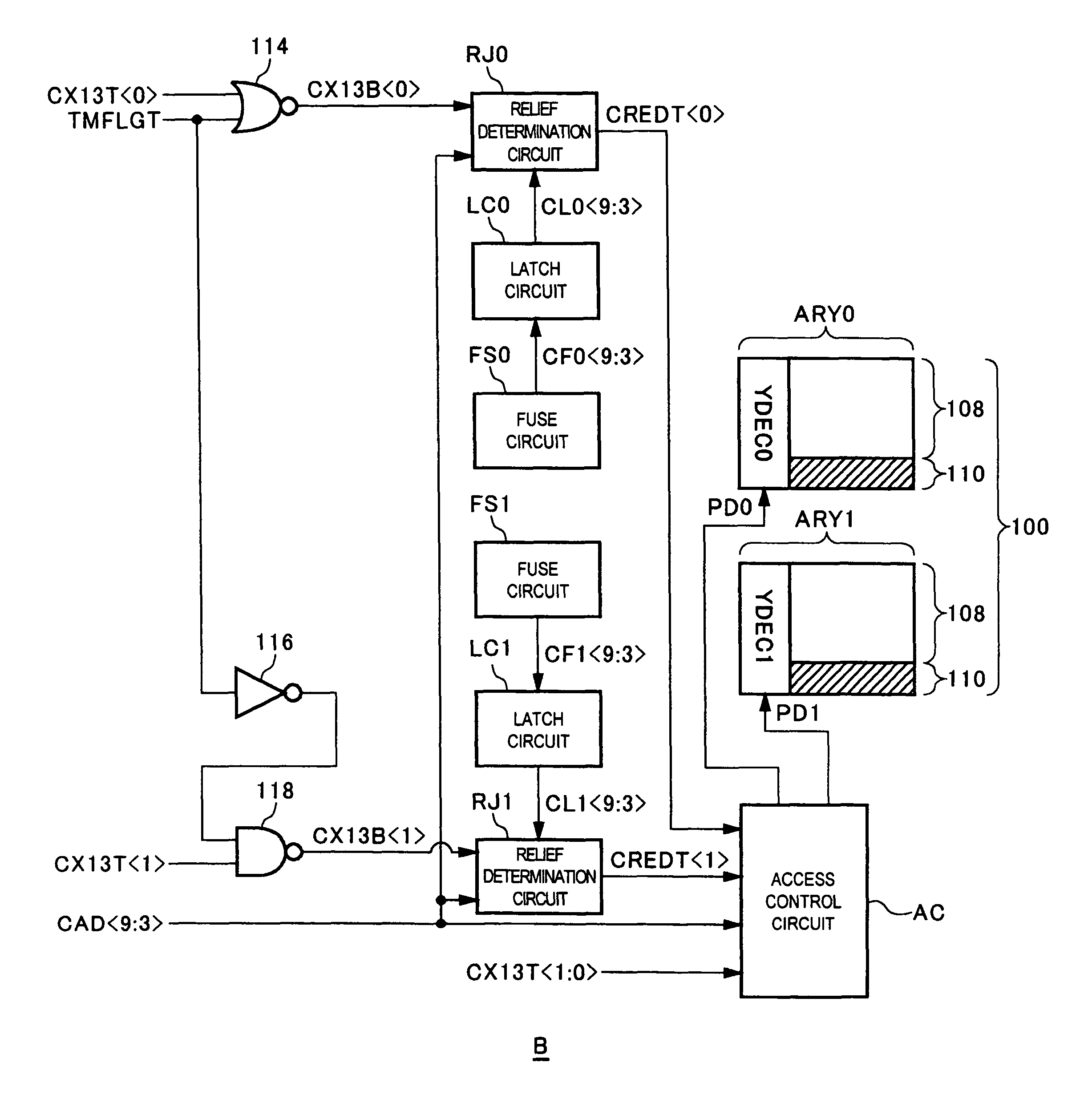 Semiconductor memory device having regular area and spare area