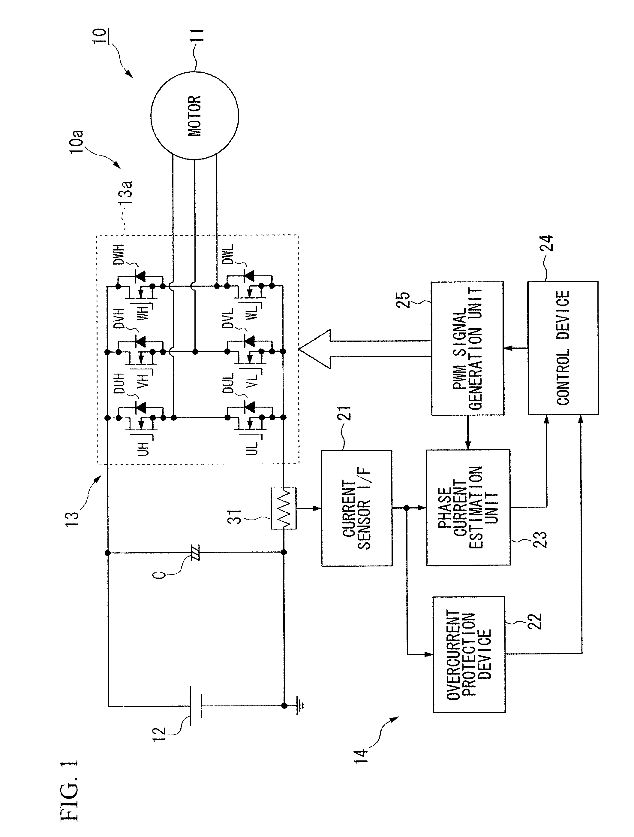 Phase current estimation device of motor and magnetic pole position estimation device of motor