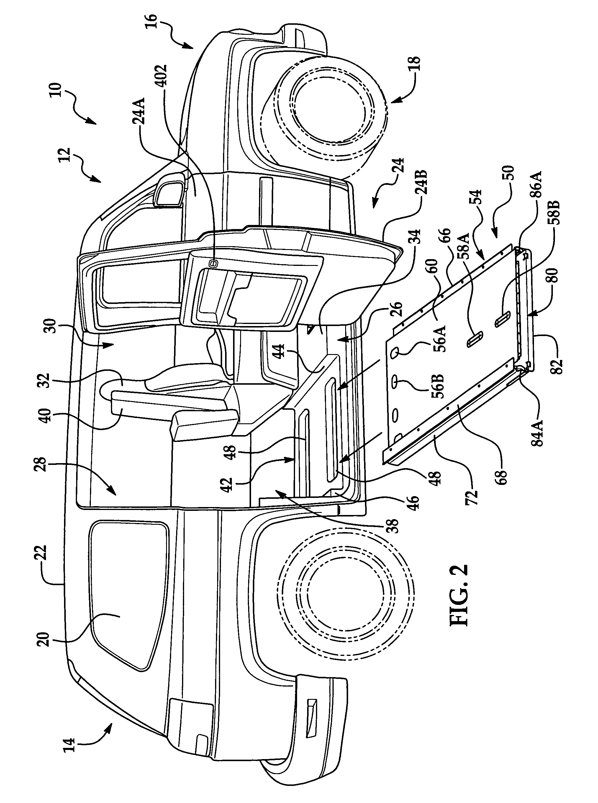 Automotive vehicle having a power-actuated ramp