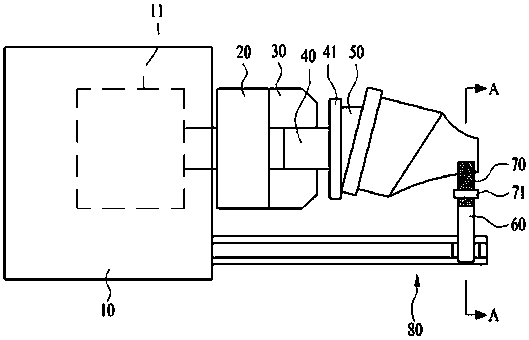 A wire-drawing processing device for the surface of an asymmetric cylindrical curved surface mold core of an injection mold