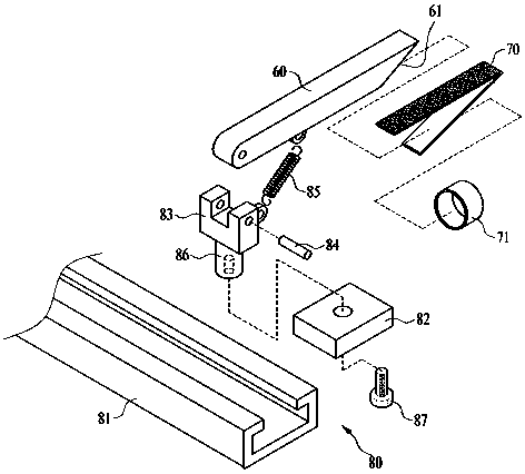 A wire-drawing processing device for the surface of an asymmetric cylindrical curved surface mold core of an injection mold