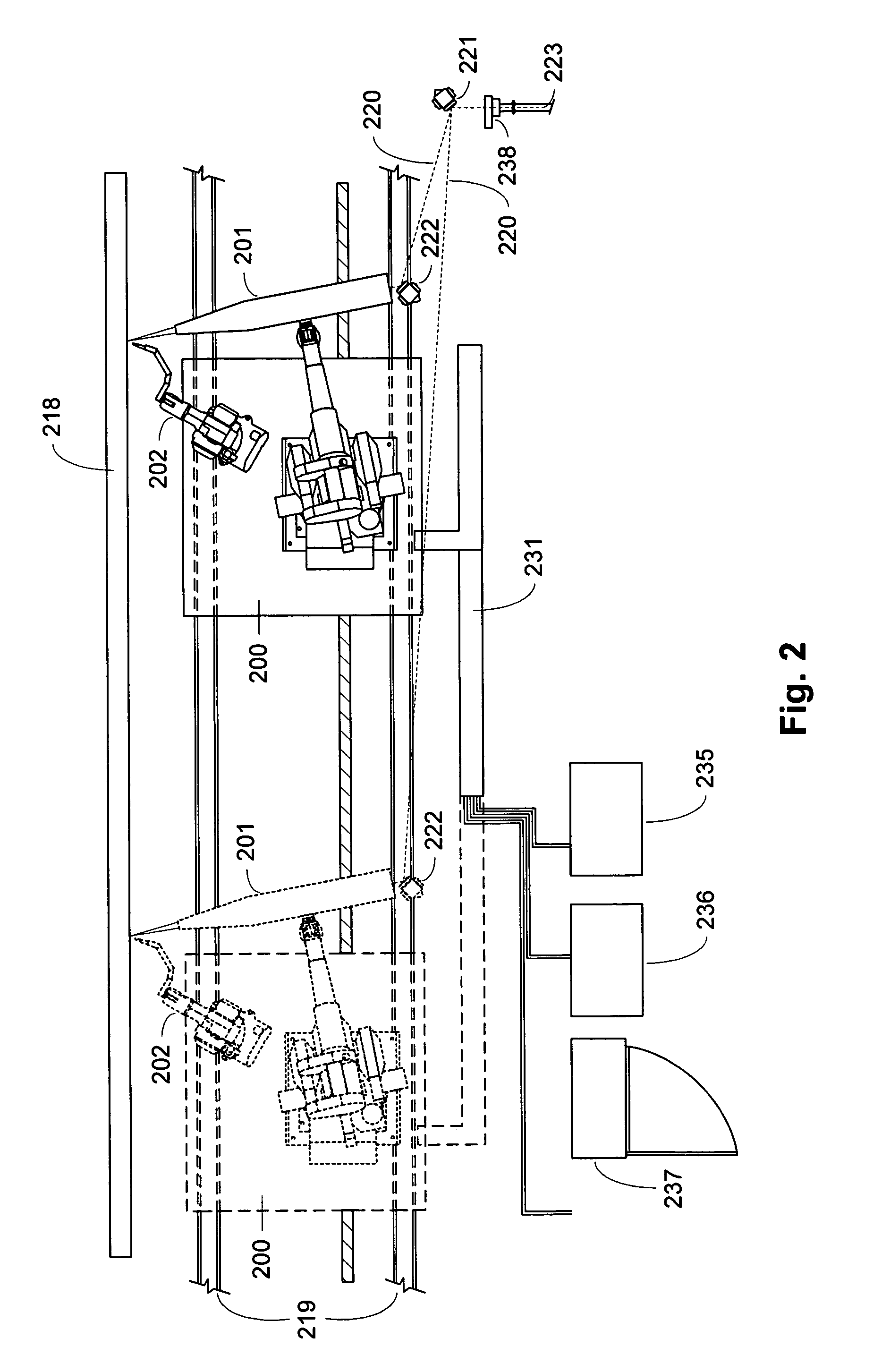 Active beam delivery system with image relay