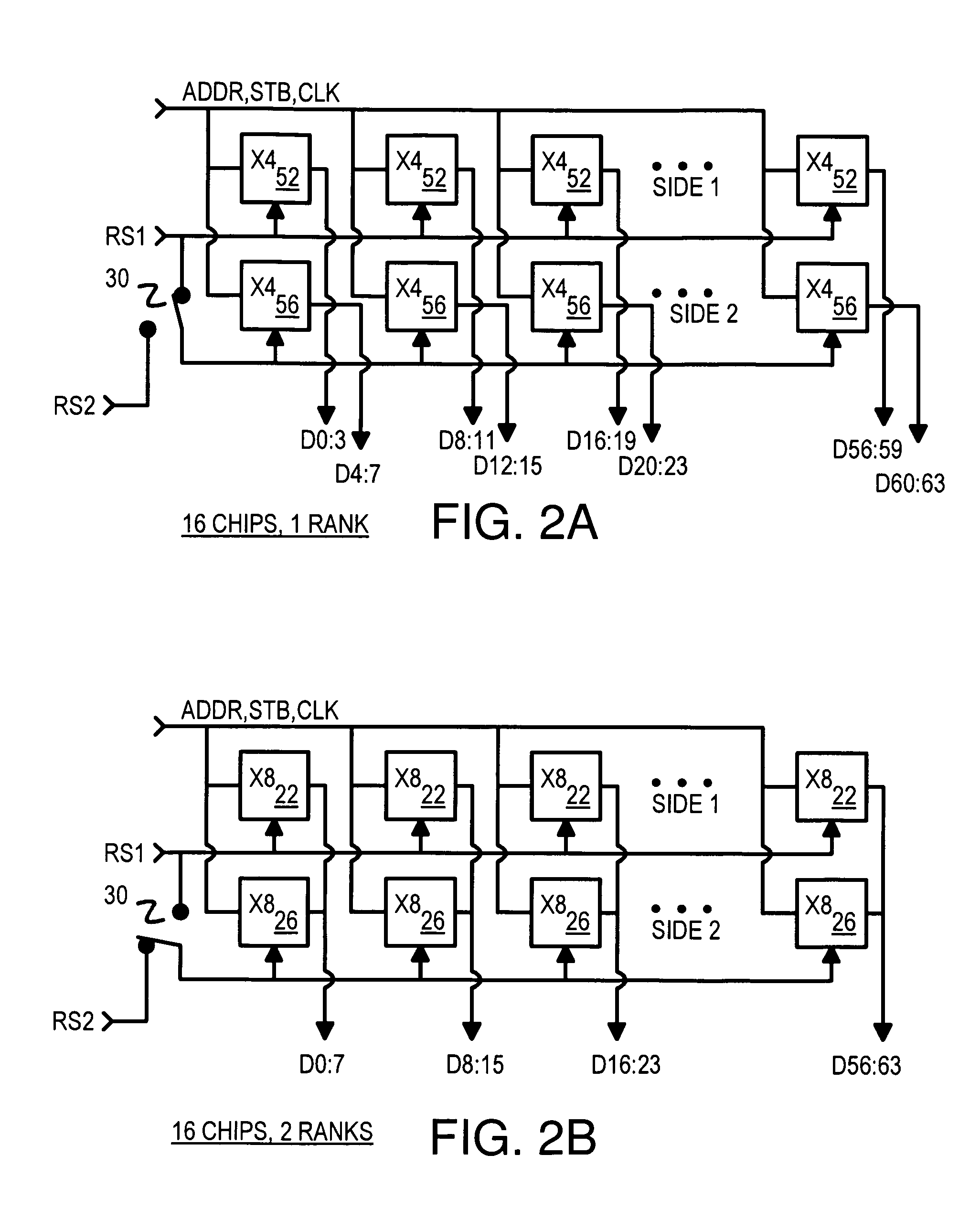 Memory-module board layout for use with memory chips of different data widths