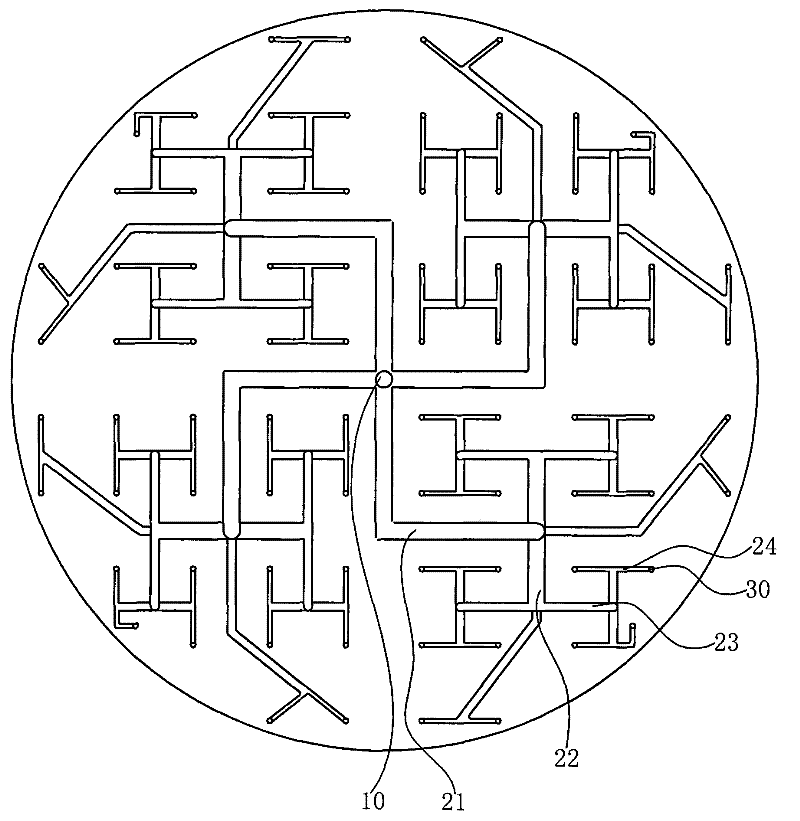 Method for distributing mobile phase of chromatographic column and distributing device thereof