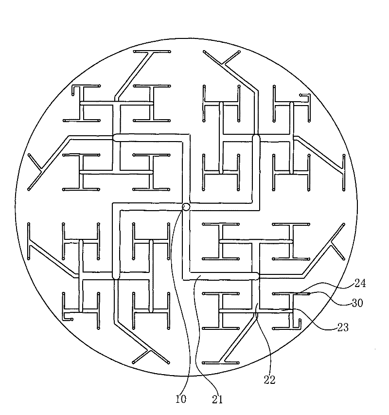 Method for distributing mobile phase of chromatographic column and distributing device thereof