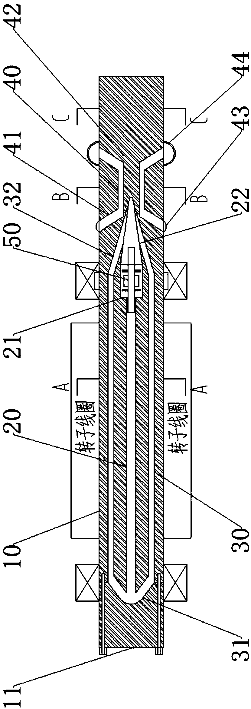 Motor rotating shaft with forced cooling device
