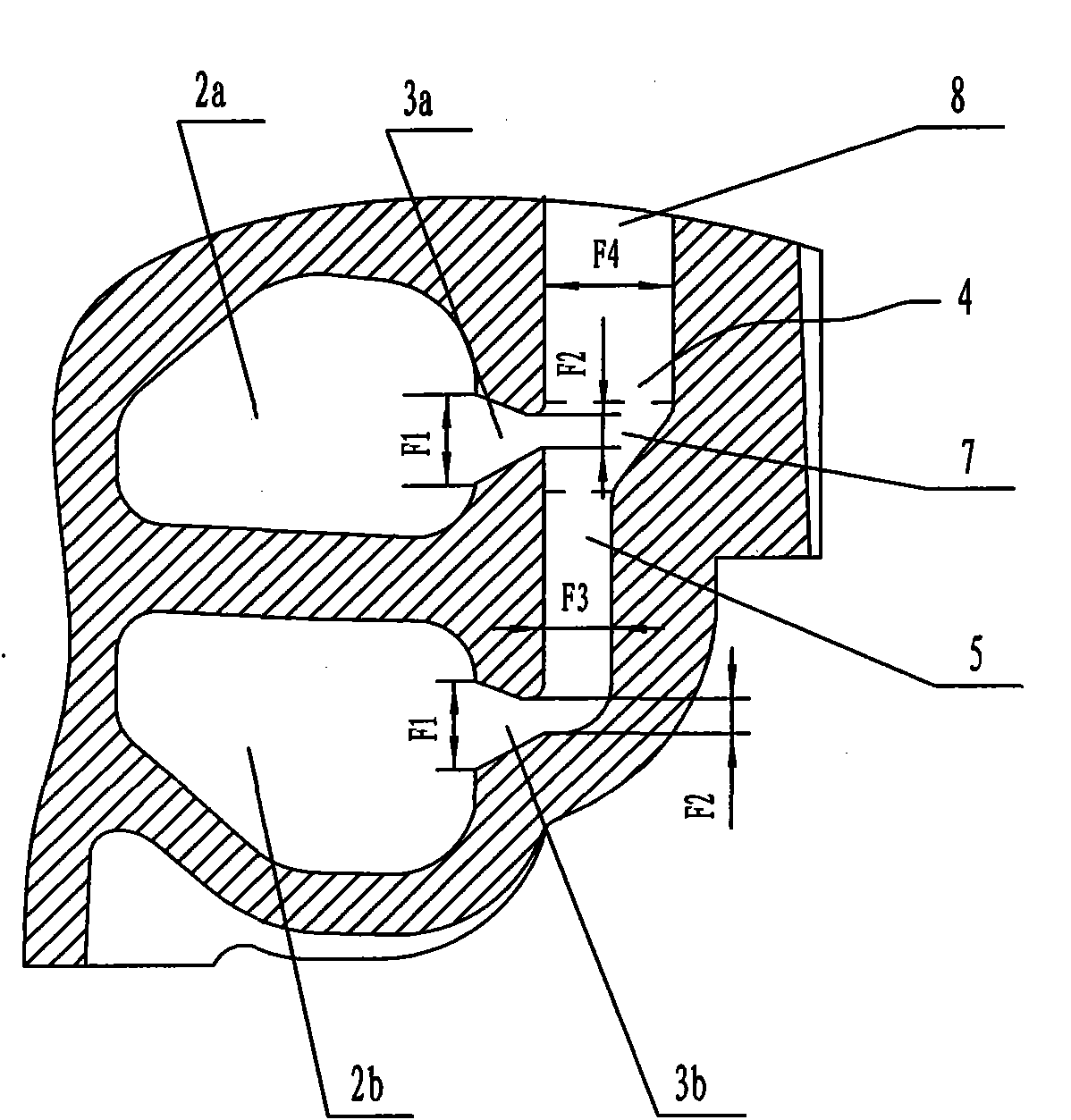 Double-channel air exhausting device of double-flow channel turbocharger