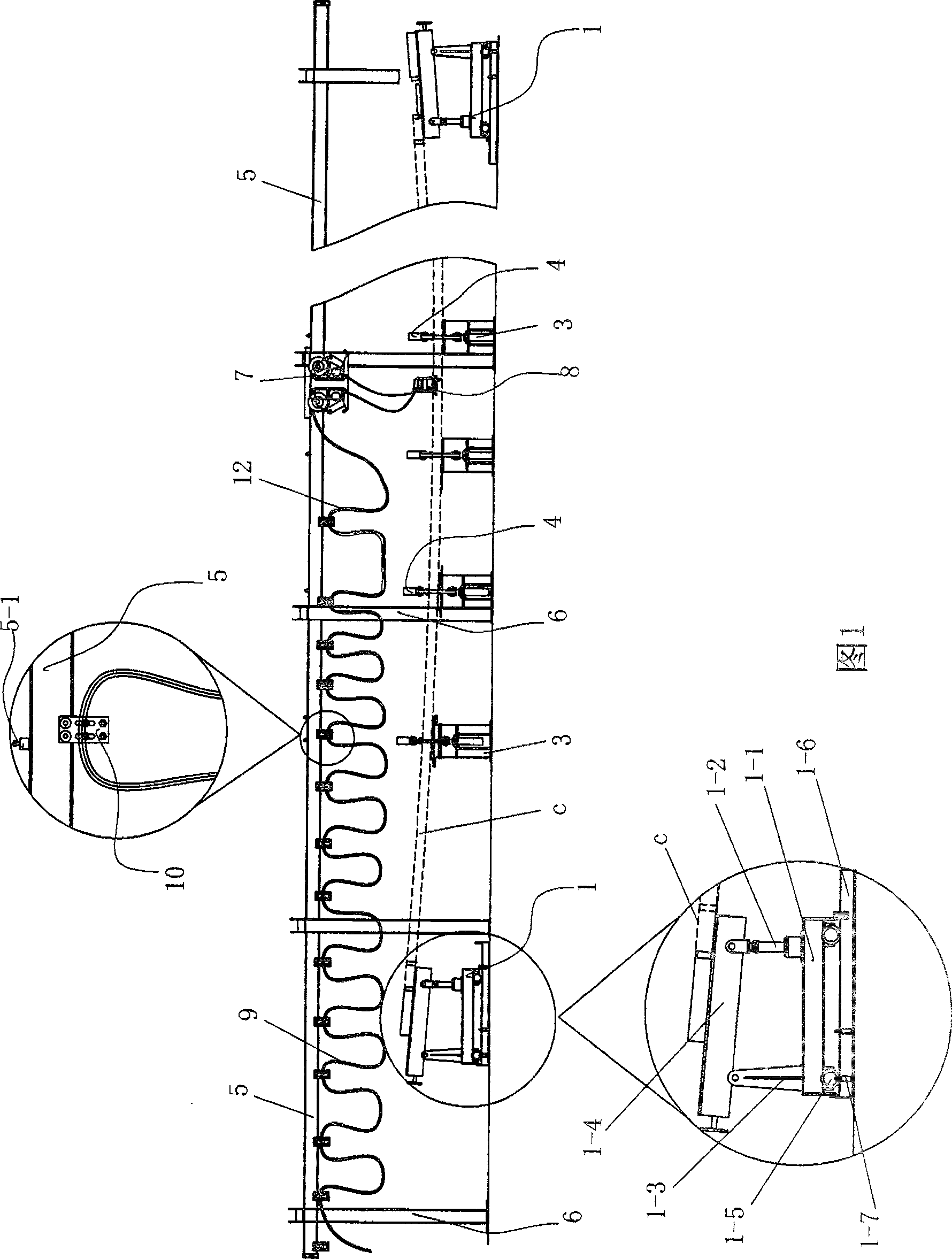Automatic assembly welding device for car frame side beam