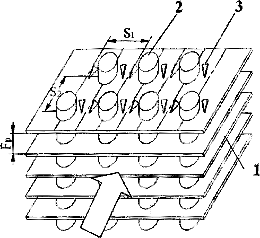 Tube fin type heat exchanger of side positioned longitudinal whorl generator
