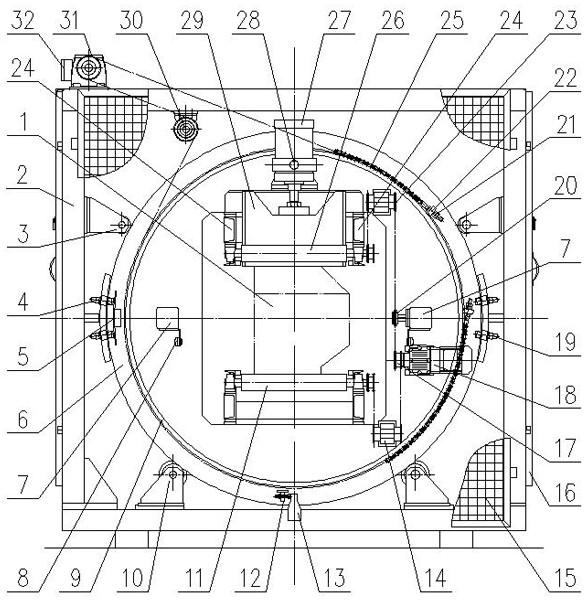 A turning machine for casting cleaning and testing conveyor line