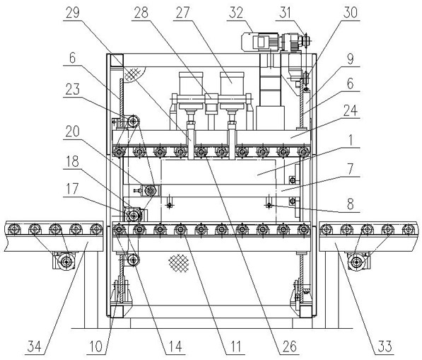 A turning machine for casting cleaning and testing conveyor line