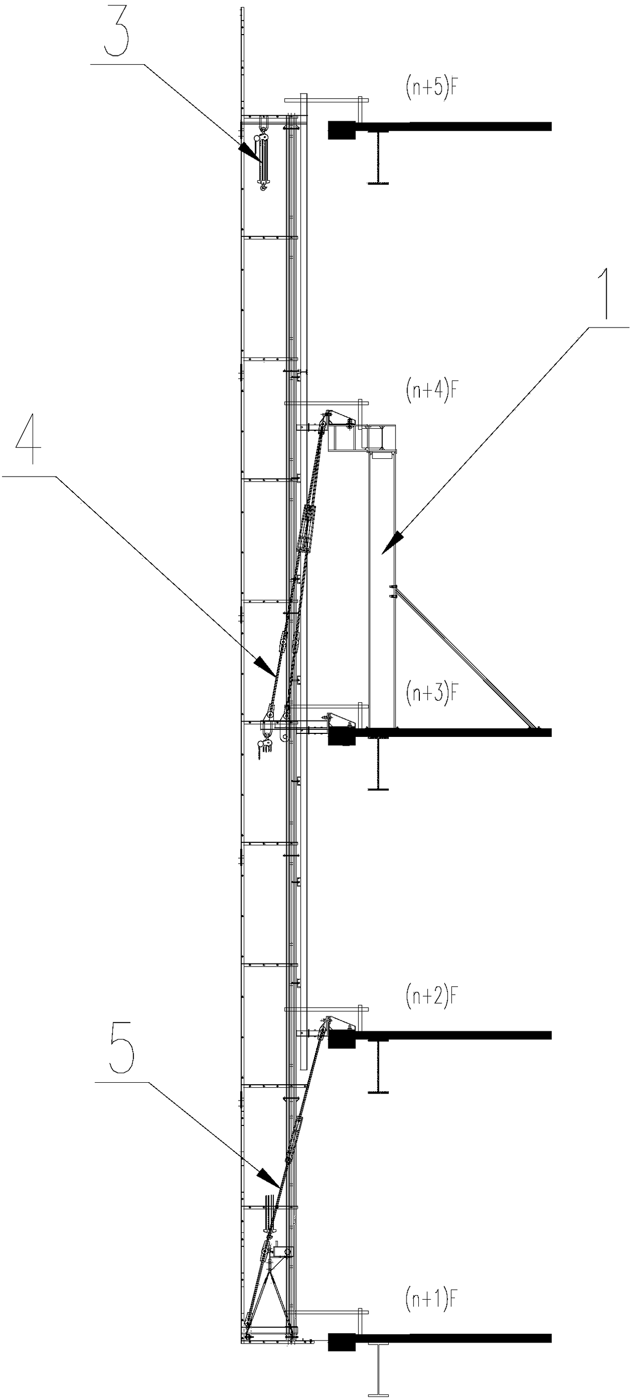Overall formwork system for structure missing layer and construction method thereof