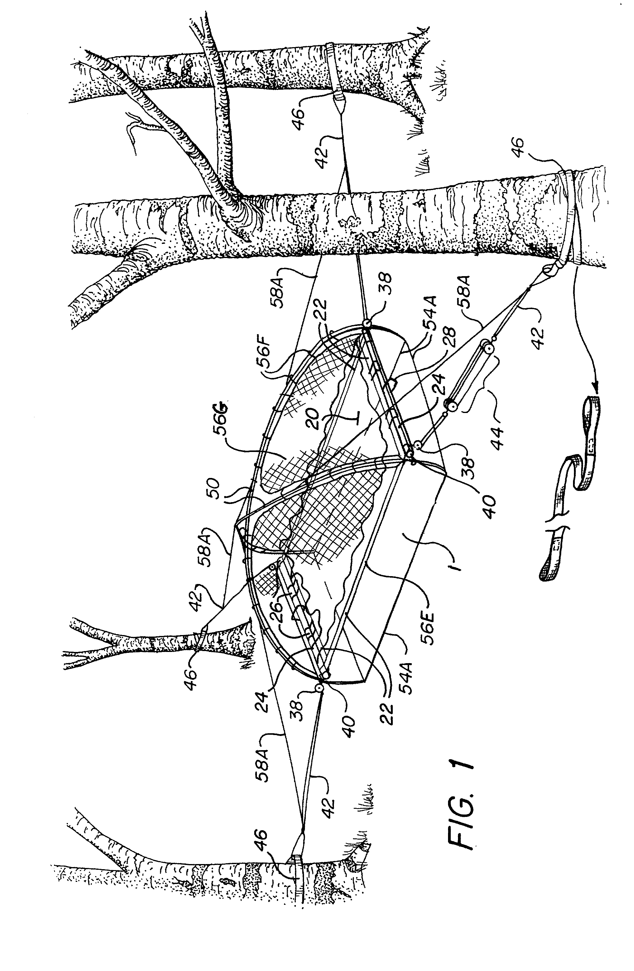 Backpacker's elevated, tensioned sleeping and observation surface with tent enclosures and method of use