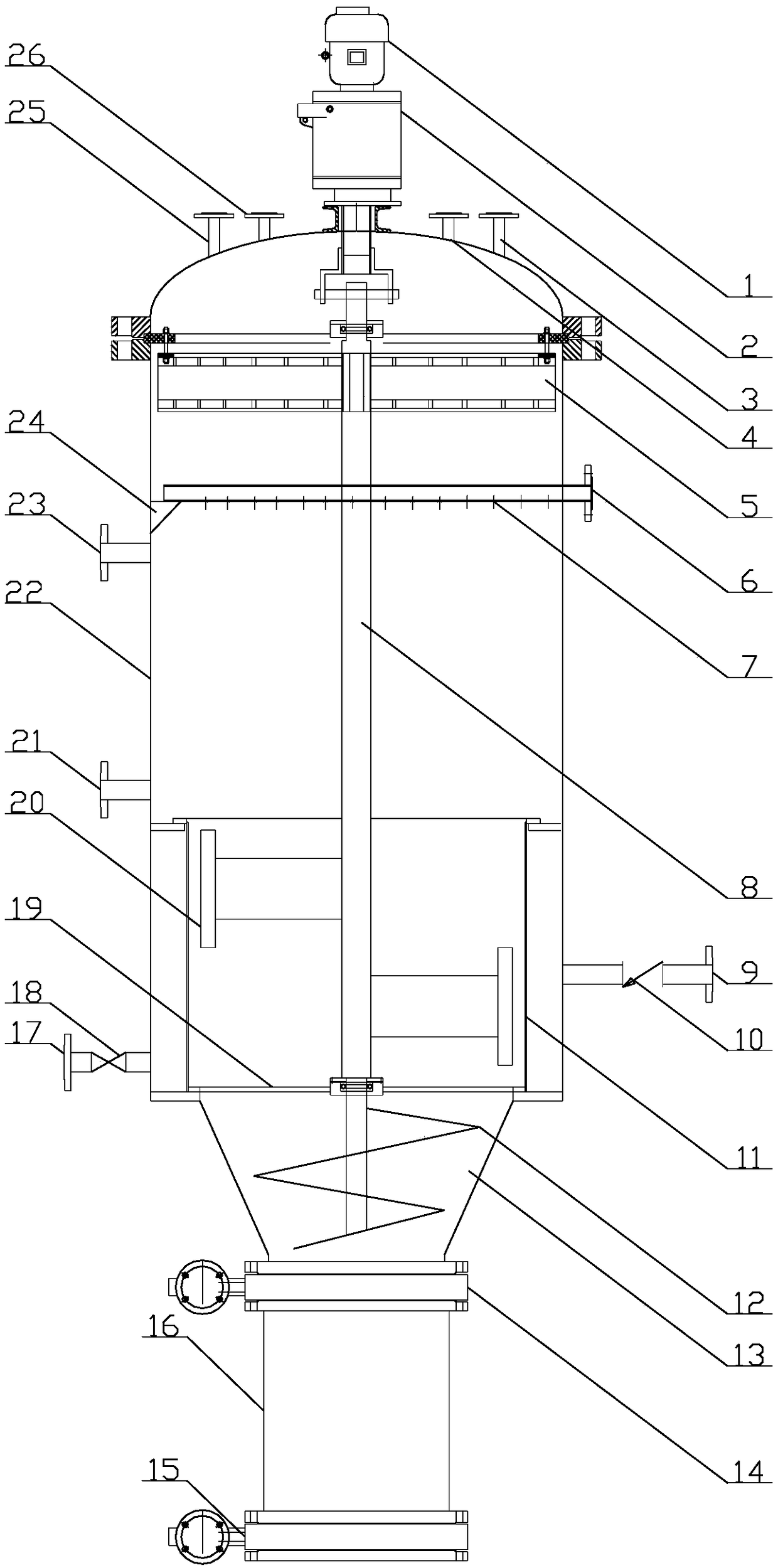 Backwash three-phase separator for continuous exhaust and intermittent deslagging